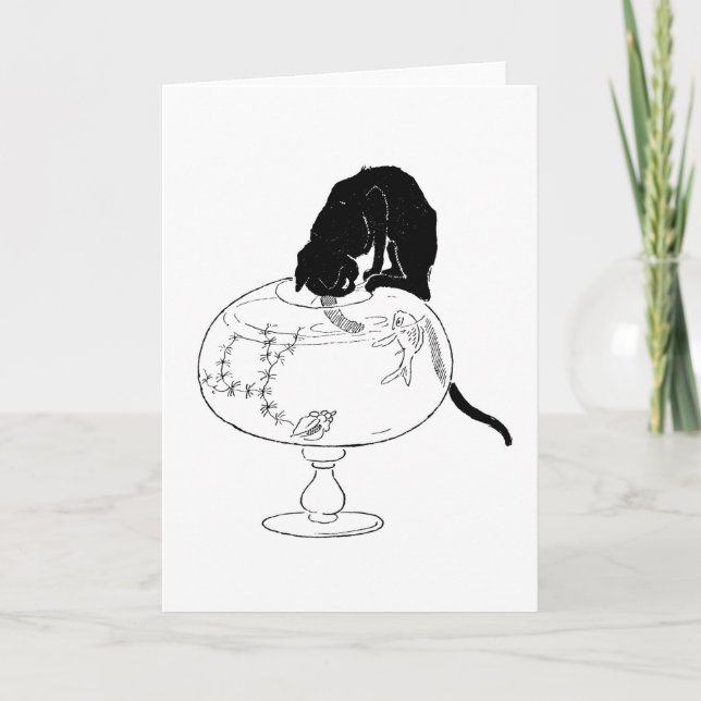 Black Cat und Goldfish, Alexandre Steinlen Karte (Vorderseite)