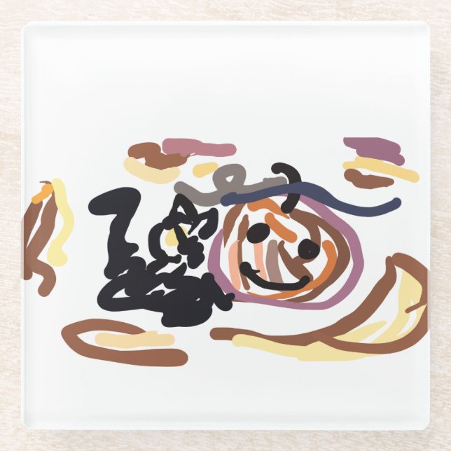 Black Cat und Jack O Lantern Smile Latte   Glasuntersetzer (Vorderseite)