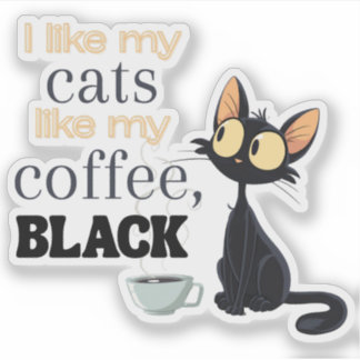Black Cat und Kaffee Aufkleber