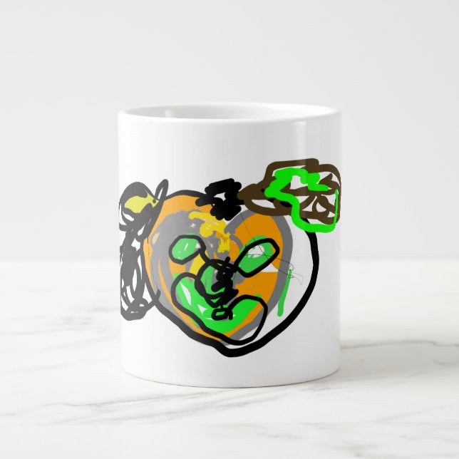Black Cat und Kürbislaterne Latte Jumbo-Tasse (Vorderseite)