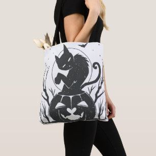 Black Cat und Pumpkin Halloween Tasche