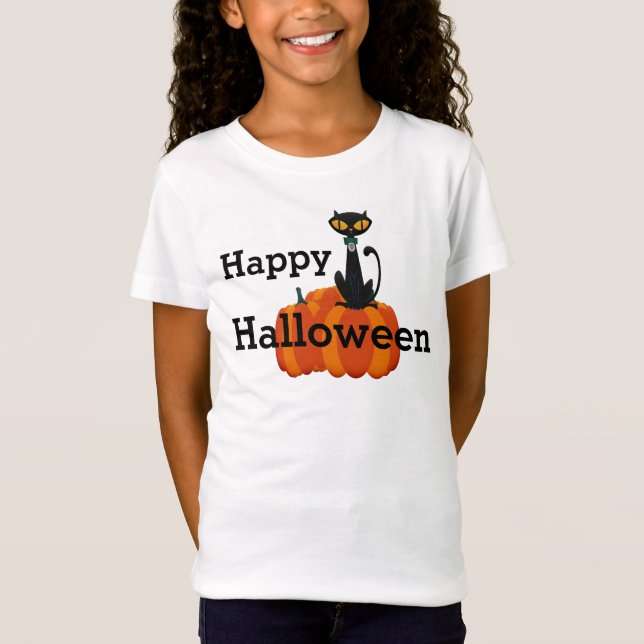 Black Cat und Pumpkins T-Shirt (Vorderseite)