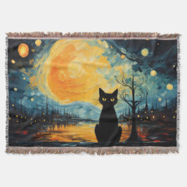 Black Cat und Starry Night Decke