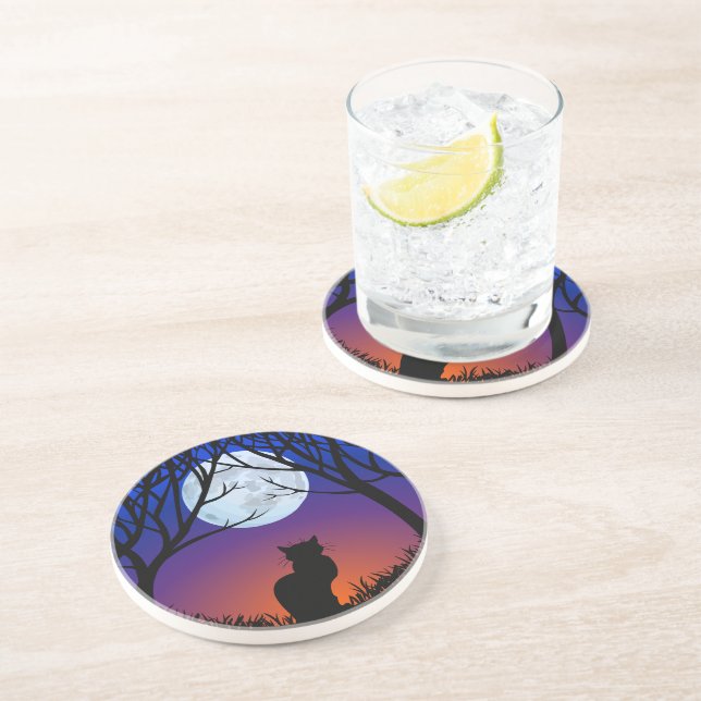 Black Cat Untersetzer Black Cat Art Deco Cat Lover (Seite)