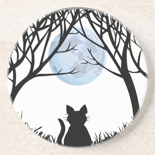 Black Cat Untersetzer Fat Cat Art Decke Cat Lover  (Vorne)