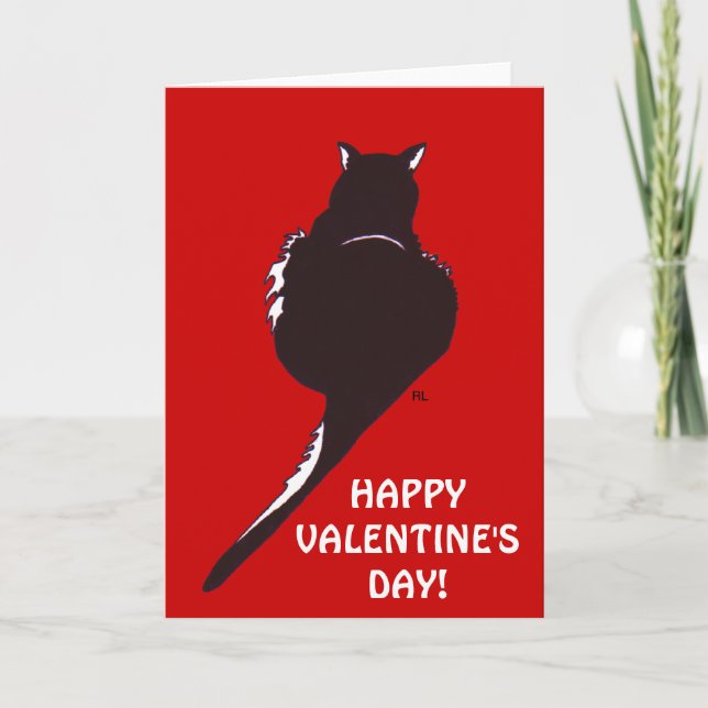 Black Cat Valentine Card Feiertagskarte (Vorderseite)