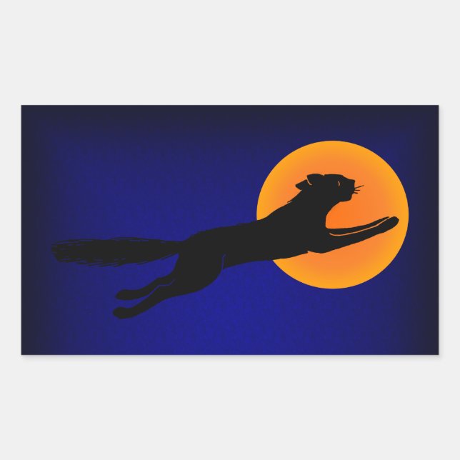 Black Cat Vintag Halloween Art Rechteckiger Aufkleber (Vorderseite)