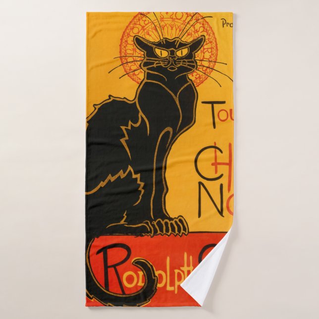 Black Cat Vintag Halloween Steinlen Poster Badhandtuch Set (Badehandtuch)