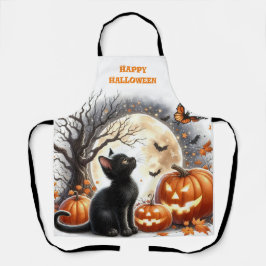 Black Cat Vintag Retro Halloween Schürze