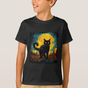 Black Cat Vintag Retro Style Cat Kunstvoll wandern T-Shirt