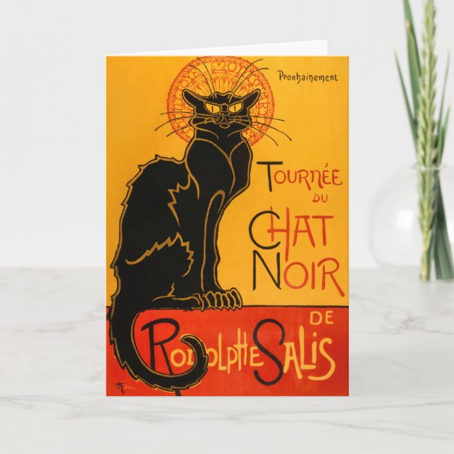 Black Cat Vintage Halloween Steinlen Poster Karte (Vorderseite)