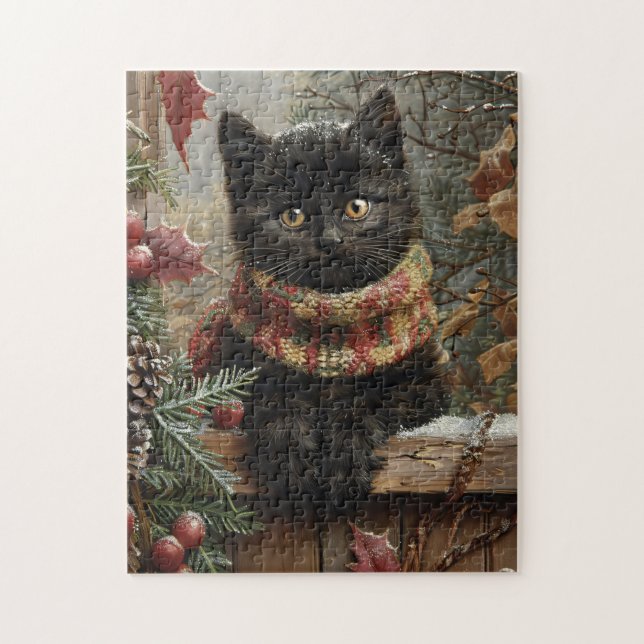 Black Cat Vintage Weihnachten (Vertikal)
