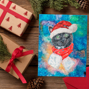 Black Cat Watercolor Weihnachten Weihnachten Weihn