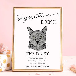 Black Cat Wedding Signature Drink Sign Poster