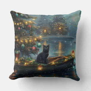 Black Cat Weihnachten Feierliche Reise Kissen