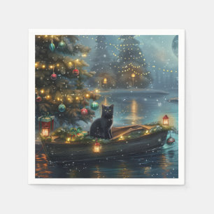 Black Cat Weihnachten Feierliche Reise Serviette