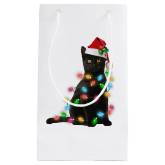 Black Cat Weihnachten Lightshirt Katzenliebhaber c Kleine Geschenktüte
