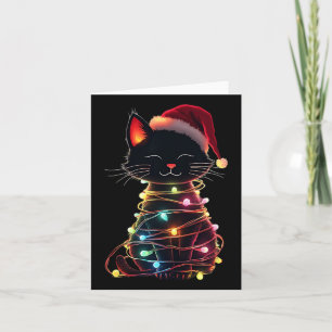 Black Cat Weihnachten Weihnachtsmannmütze Meowy Ca Karte
