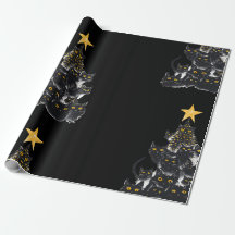 Black Cat Weihnachtsbaum Design Sparkling Sterne