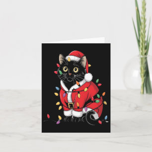 Black Cat Weihnachtsbaum Lichter Funny Santa Kitte Karte