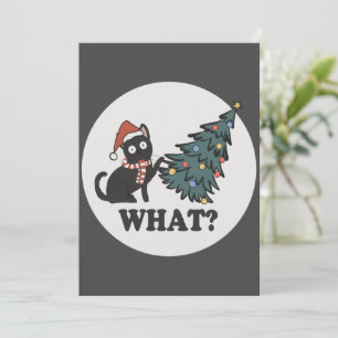 Black Cat Weihnachtsbaum Weihnachtsmannmütze Funny Einladung
