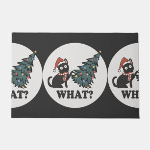 Black Cat Weihnachtsbaum Weihnachtsmannmütze Funny Fußmatte