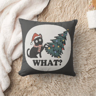 Black Cat Weihnachtsbaum Weihnachtsmannmütze Funny Kissen