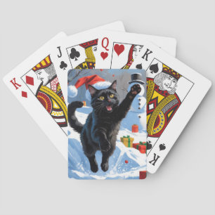Black Cat Weihnachtsfest Schneeszene Spielkarten
