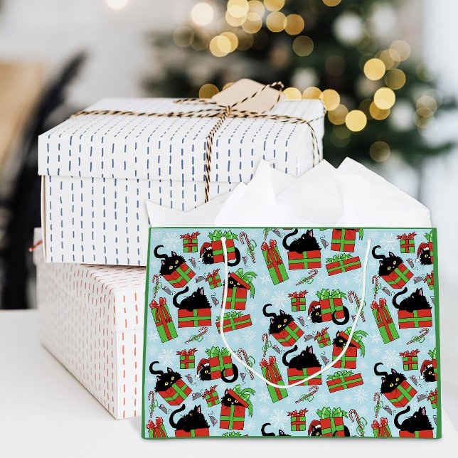 Black Cat Weihnachtsgeschenke Große Geschenktüte (Von Creator hochgeladen)