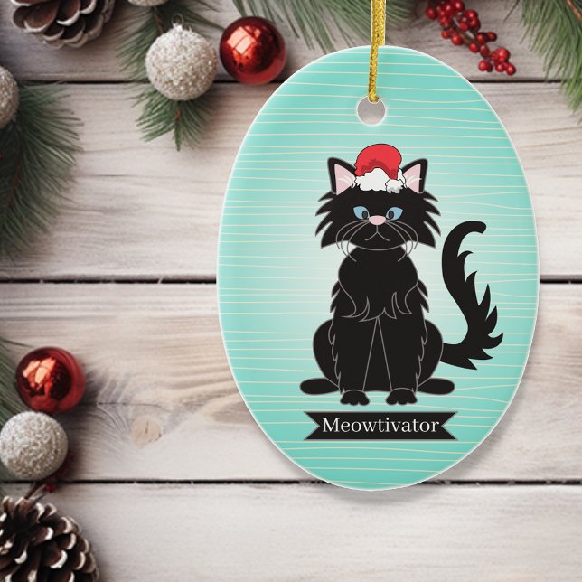Black Cat Weihnachtsmannmütze Weihnachtsmann Ornam Keramik Ornament (Von Creator hochgeladen)