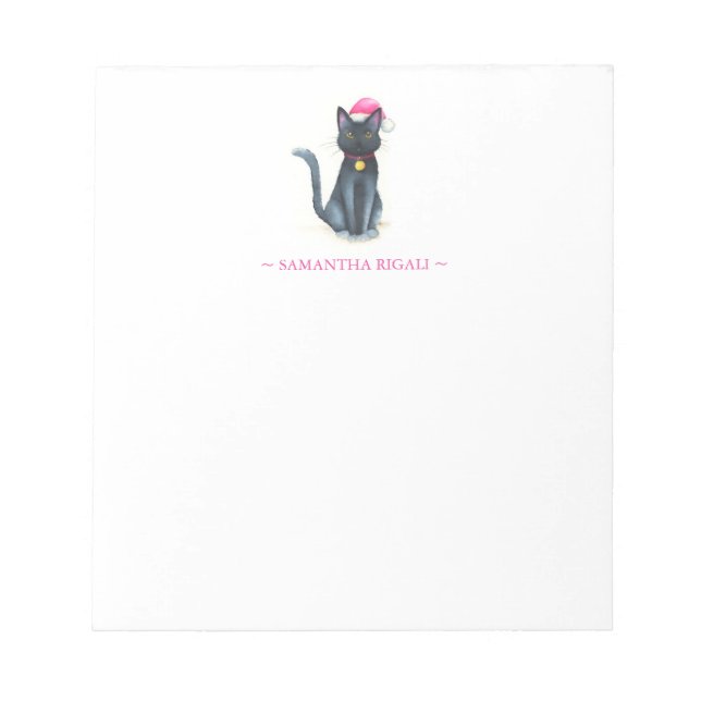 Black Cat Weihnachtssammler Notizblock (Vorderseite)