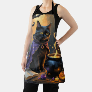 Black Cat Whimsical Halloween Malerei Schürze