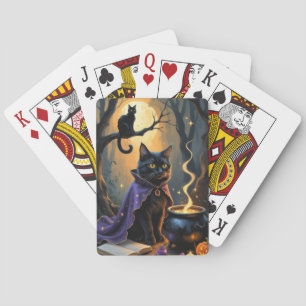 Black Cat Whimsical Halloween Malerei Spielkarten