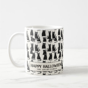 Black Cat white Halloween Coffee Tasse