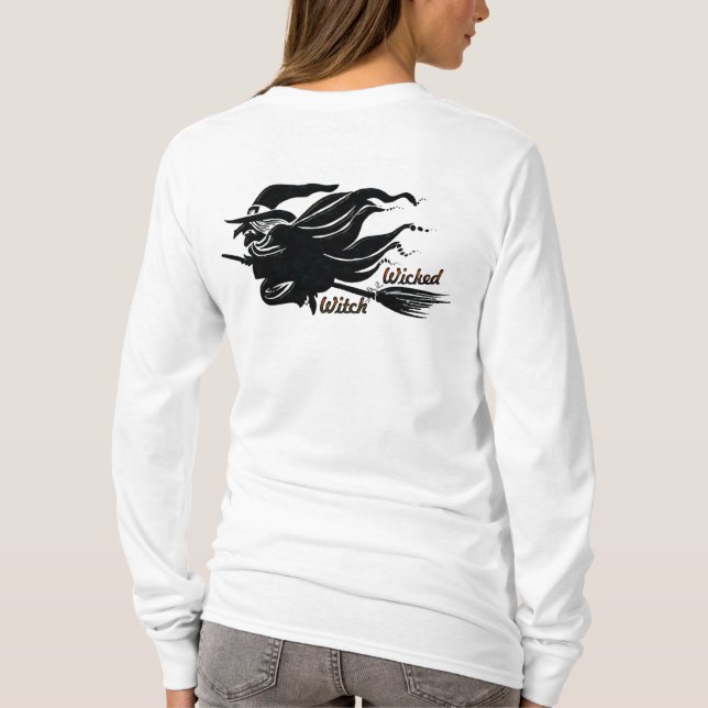 Black Cat Wicked Witween Halloween T-Shirt (Rückseite)