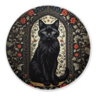 Black Cat William Morris Inspiriert Keramikknauf
