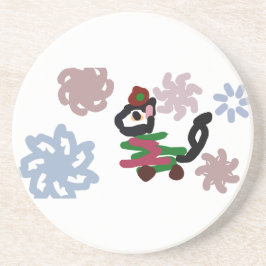 Black cat winter  getränkeuntersetzer