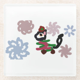 Black cat winter  glasuntersetzer