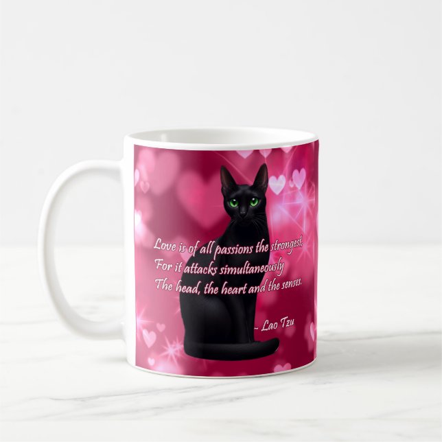 Black Cat Wisdom - Shiny Hearts Kaffeetasse (Links)