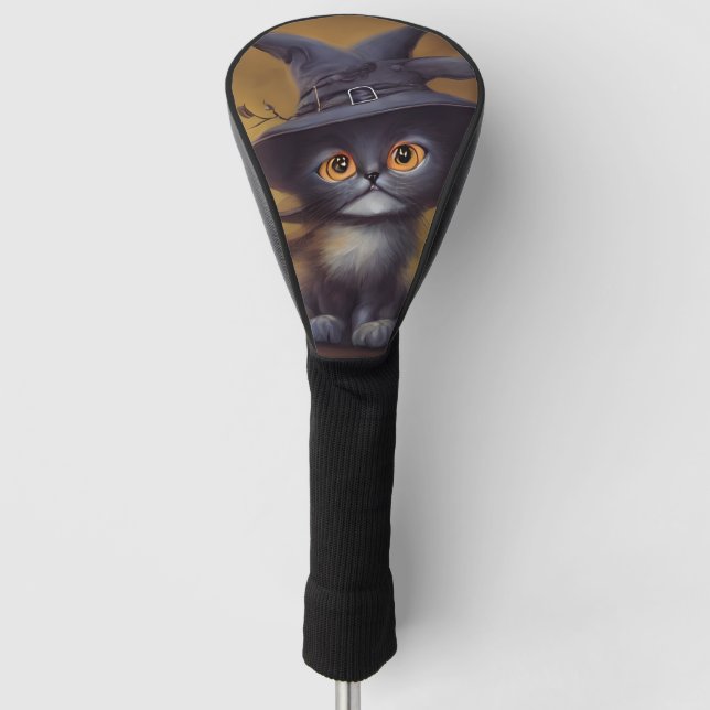 Black Cat Witch Cat Golf Headcover (Vorderseite)