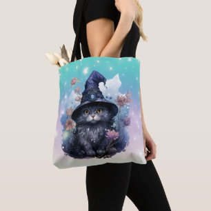 Black Cat Witches Hat Rainbow Pastor Halloween Tasche