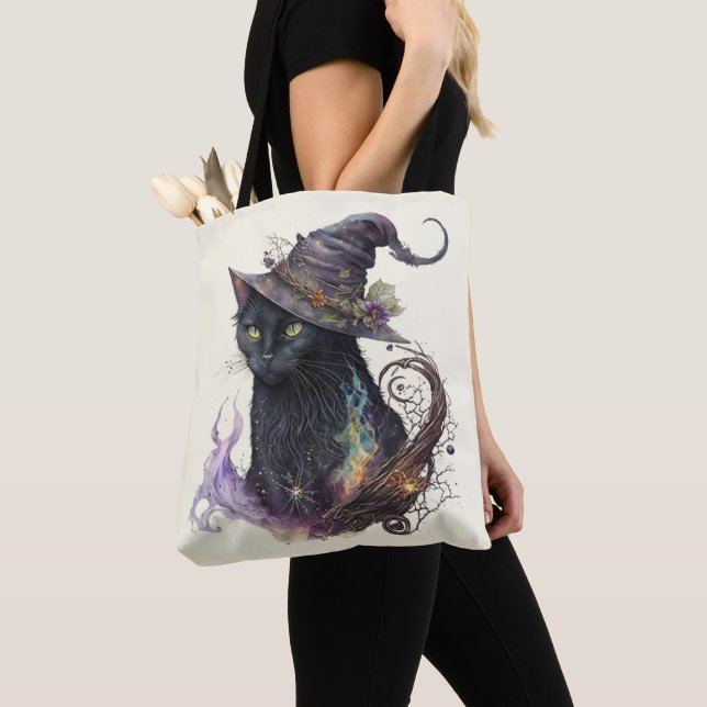 Black Cat Witch's Hat Yellow Halloween Tasche (Von Nahem)