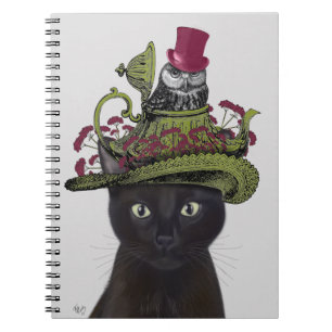 Black Cat with Teapot and Owl Notizblock