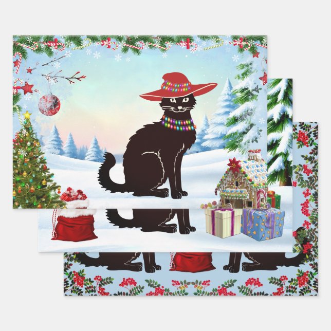 Black Cat X-mas Geschenkpapier Set (Set)