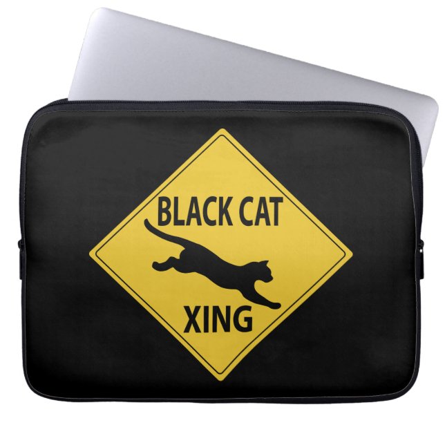 Black Cat Xing Laptopschutzhülle (Vorderseite)