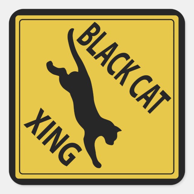 Black Cat Xing Quadratischer Aufkleber (Vorderseite)