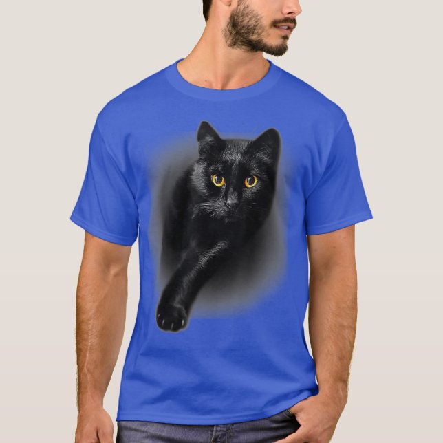 Black Cat Yellow Eyes Cats Teemondgeschenke T-Shirt (Vorderseite)