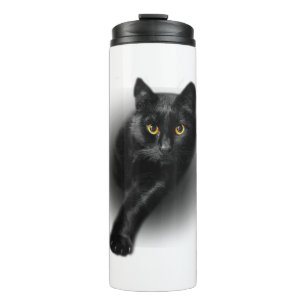 Black Cat Yellow Eyes Cats Thermosbecher