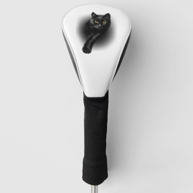 Black Cat Yellow Eyes Golf Headcover (Vorderseite)
