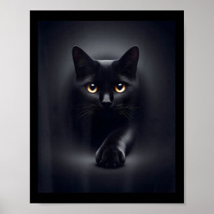 Black Cat Yellow Eyes Poster